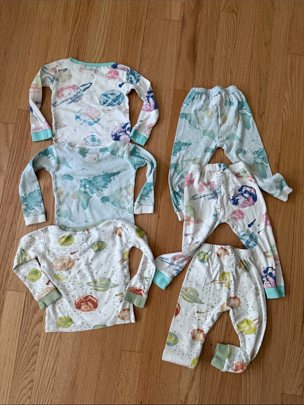 Burt’s Bees organic cotton Pajamas bundle - planets, space, and world map themes - Picture 7 of 7
